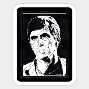 TONY MONTANA - Scarface (Black and White) Sticker